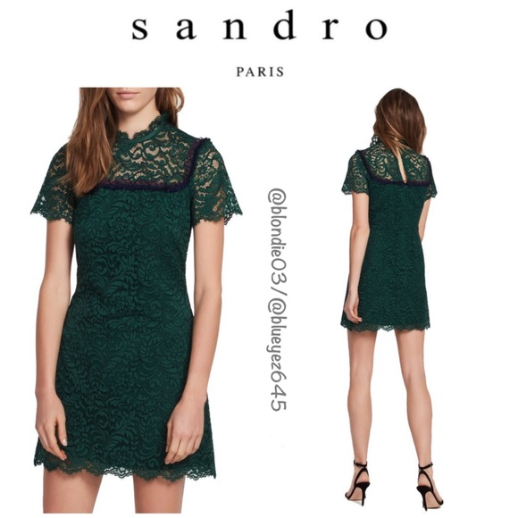 green lace mini dress